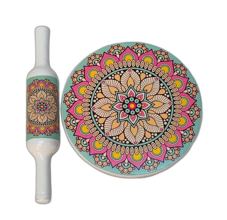 Handpainted Chakla Belan (Rolling Board & Pin) Set