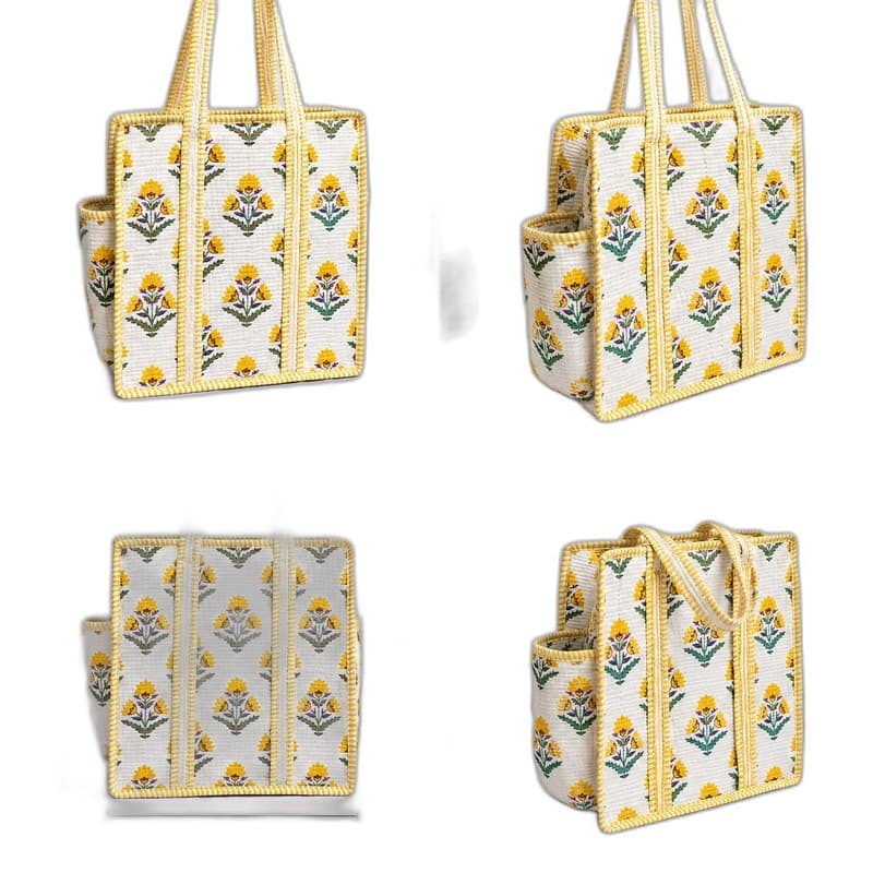 Block Printed Quilted Tote Bag