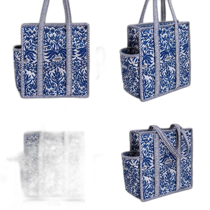Block Printed Quilted Tote Bag