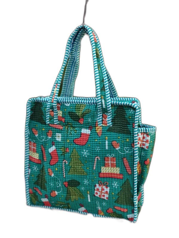 Block Printed Quilted Tote Bag