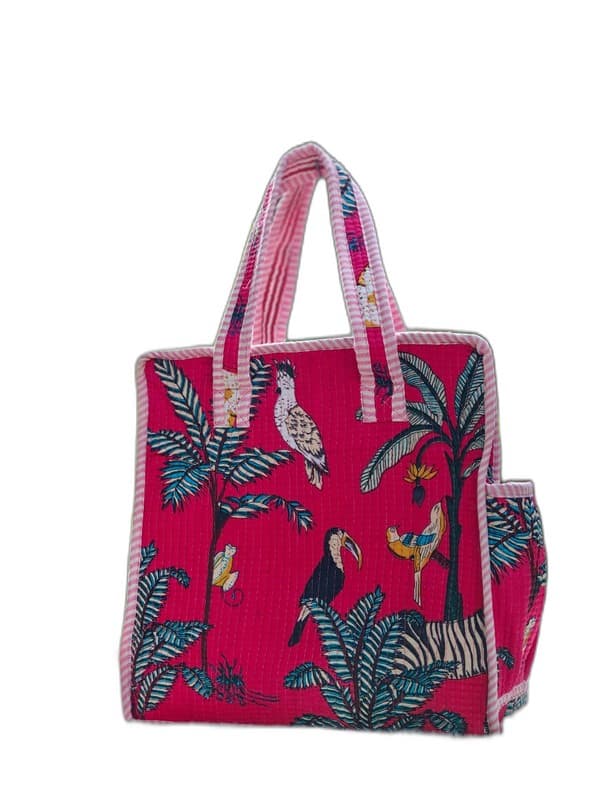 Block Printed Quilted Tote Bag