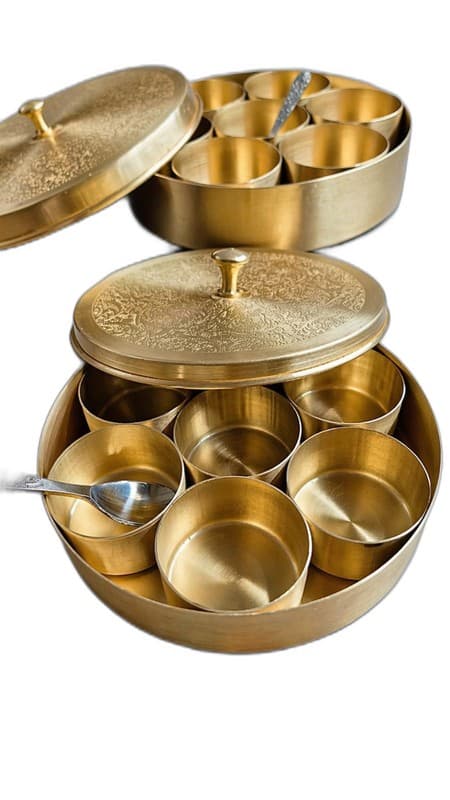 Classic Brass Masala Dani / Spice Box