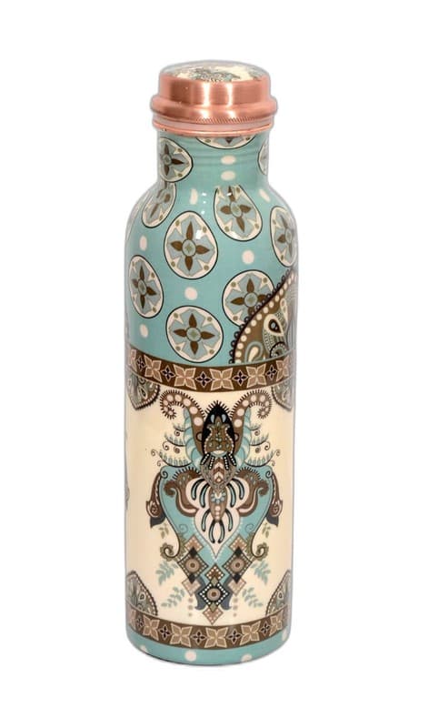 Handpainted Copper Bottle & Tumbler Set