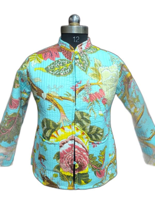 Floral Print Quilted Winter Jacket