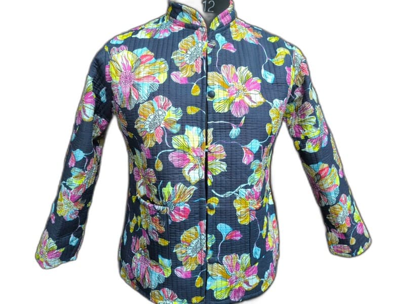 Floral Print Quilted Winter Jacket