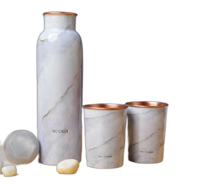 Handpainted Copper Bottle & Tumbler Set