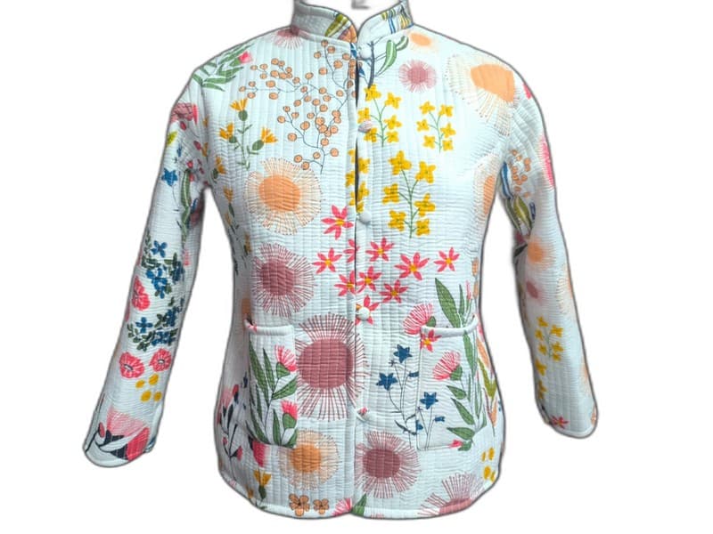 Floral Print Quilted Winter Jacket