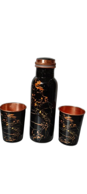 Handpainted Copper Bottle & Tumbler Set