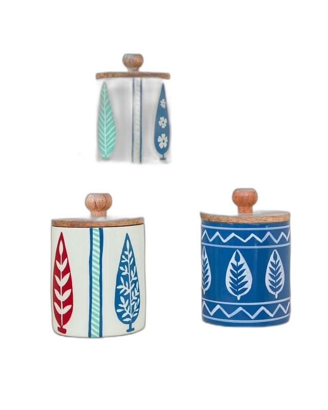 Geometric Pattern Ceramic Kitchen Canister