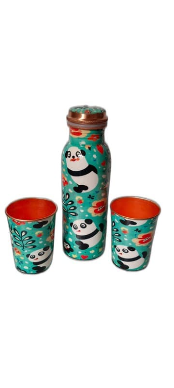 Handpainted Copper Bottle & Tumbler Set