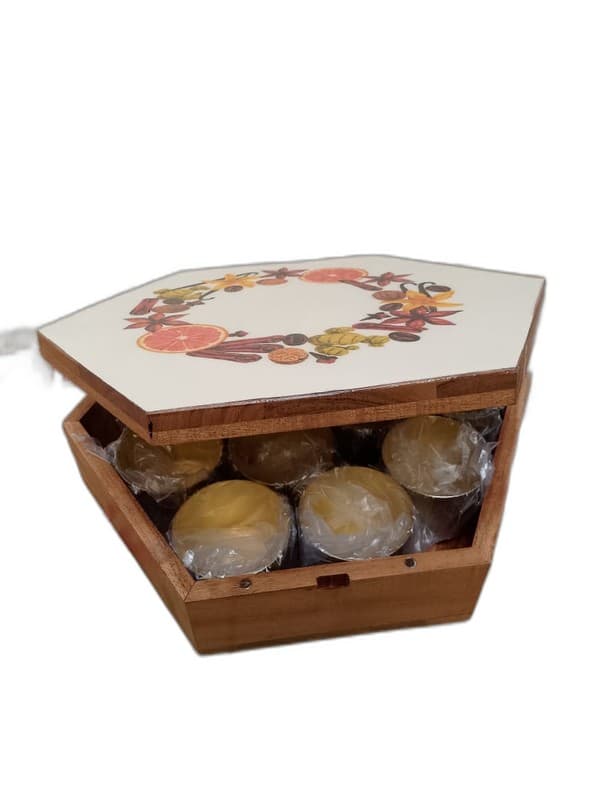 Hexagonal Handpainted Wooden Dry Fruit Box