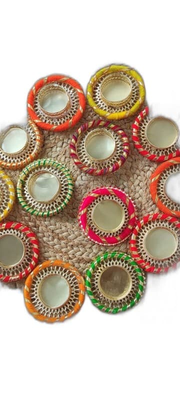 Traditional Bead & Mirror-Work Tealight Holder