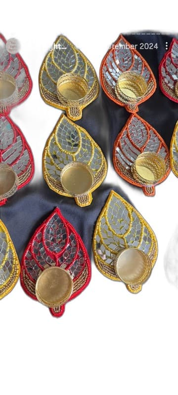 Teardrop Clay Wax Diyas with Decorative Border