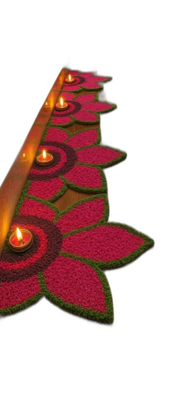 Festive Floor Runner Rangoli with Integrated Diyas