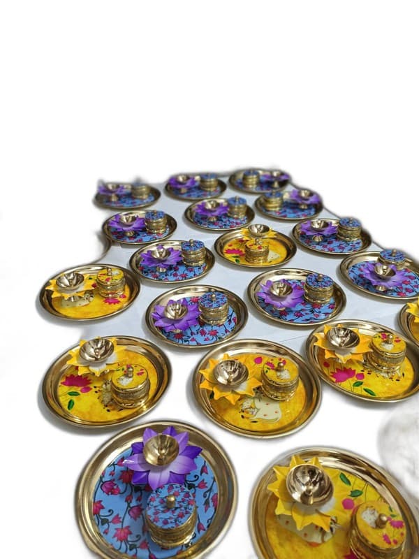 Vibrant Handpainted Floral Serving Platters Set