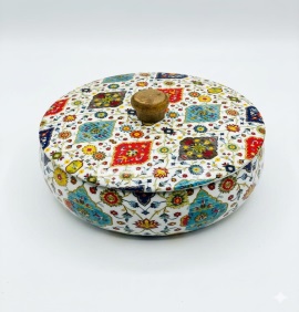 wooden Roti Box With white & multi
