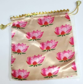 Lotus Print Silk Potli Bag