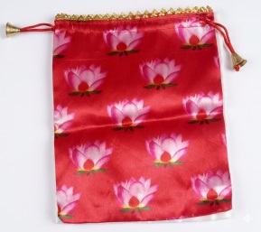 Lotus Print Silk Potli Bag