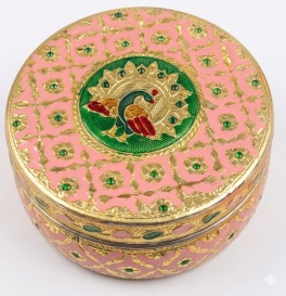 Peacock Meenakari Steel Box