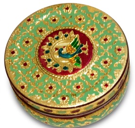 Peacock Meenakari Steel Box