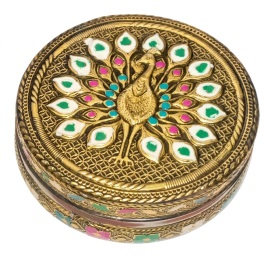 Peacock Meenakari Steel Box