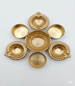 Metal Urli with Diya