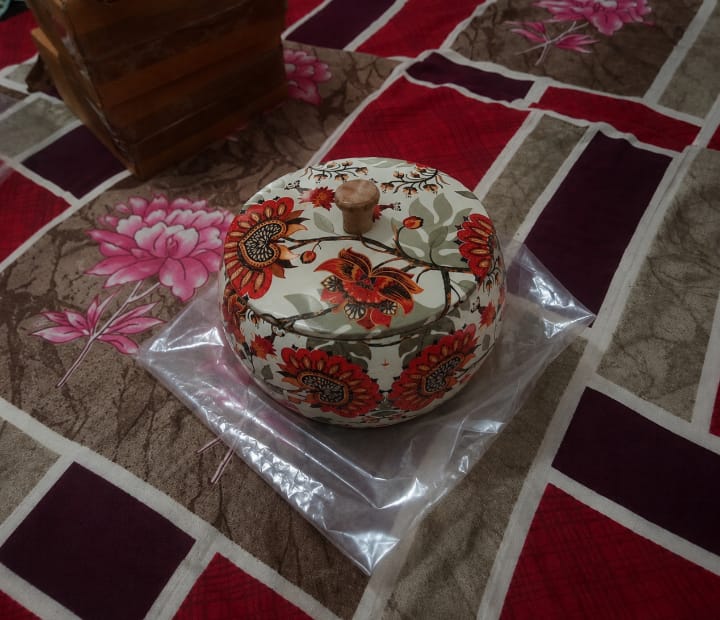 Wooden Roti Box With Mina Work