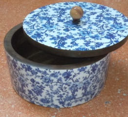 Wooden Roti Box With  Blue box