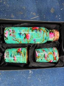 COPPER BOTTLE & 2 GLASS PRINTED SET (1)